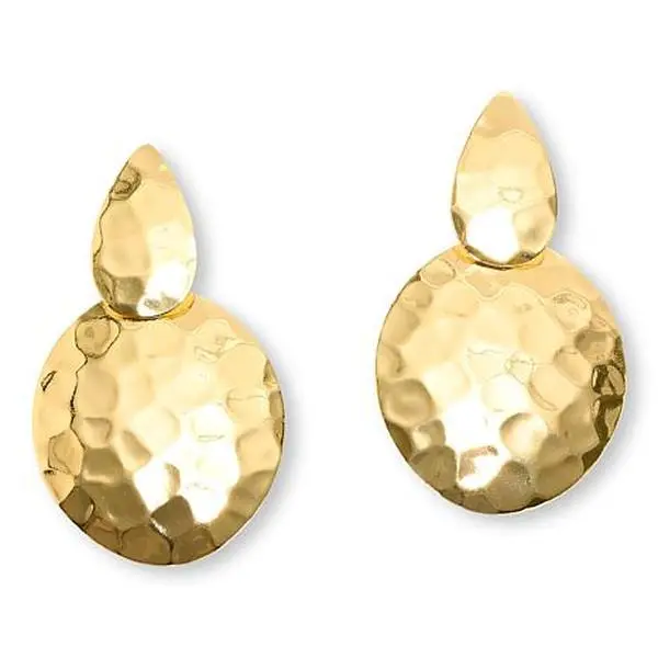 Bellezza Bronze Teardrop and Oval Hammered Drop Earrings