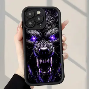 Creative Ferocious Wolf Pattern Fashionable and Popular Shock-Proof Anti-Fingerprint Full Coverage Thick Protective Phone Soft Case Compatible with iPhone 7/8/11/12/13/14/15/16/16Pro/Plus/16Promax/X/Xs Max/Xr/12/13mini