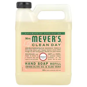 Mrs. Meyers Clean Day Hand Soap Refill, Geranium, 33 fl oz (975 ml)