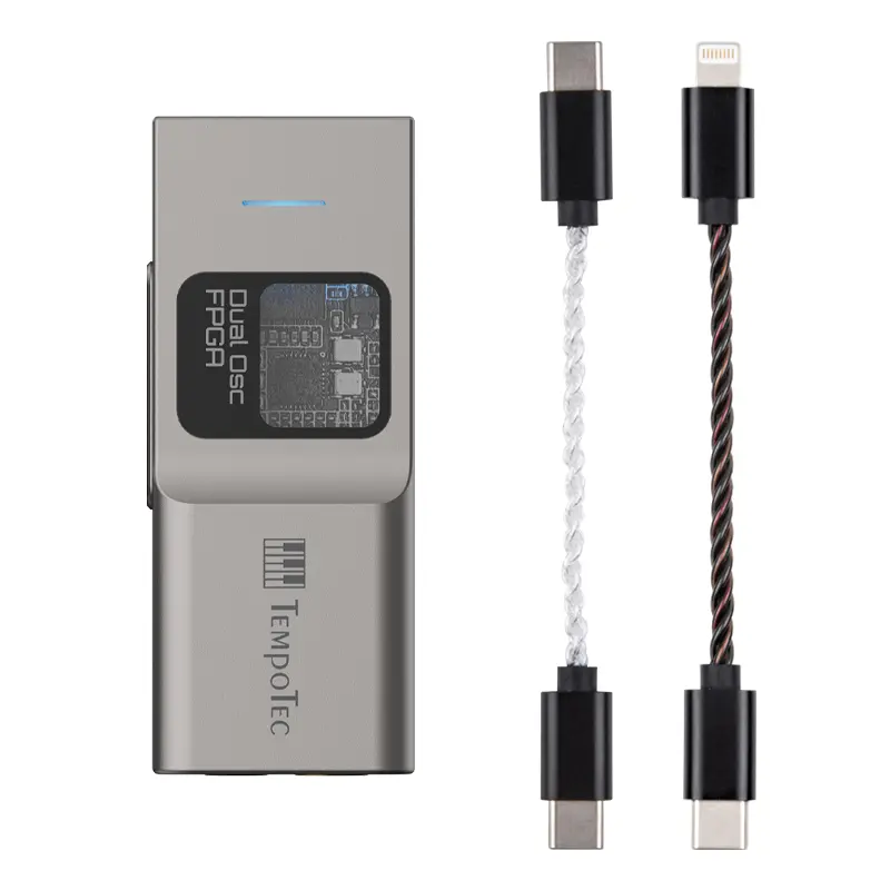 TempoTec Sonata BHD Pro USB C DAC,Headphone Amplifier 4.4mm& 3.5mm,PCM384kHz,DSD256,MQA8X,TIDAL for iPhone&Android&MacOS&WIN(Sonata BHD Pro - Gray+lightening cable)
