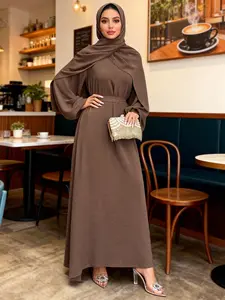 Elegant Fashion Casual High Stretch Set with Headscarf, Traditional Two-Piece for Praying Gatherings Daily Wear, Loose Abayas, Modest Muslim Outfits
