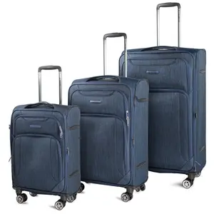 Cantor Ultra Lightweight Softside Luggage with Spinner Wheels, Set of 3, Expandable Suitcase with Retractable Handle and ID Tag, and Interlocking Zippers with TSA Lock