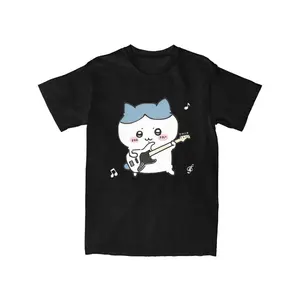 Men's Japanese Cute Chiikawa Cartoon T-Shirt 100% Cotton Short Sleeve Tee with Regular Fit Casual Shirt Machine Washable Gift for Anime Fans