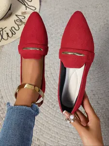 Women's Pointed Toe Loafers Comfortable PU Suede Work Shoes, Cute Slip-On Ballet Flats, Casual Flats, Fashion Office Shoes All Seasons