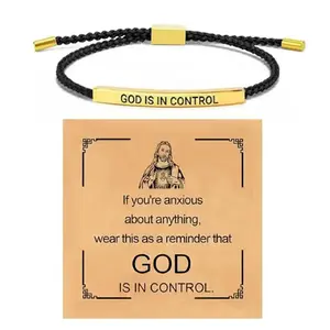 Adjustable God is in Control Bracelet - Unisex Faith-Based Wrap Jewelry - Elegant Stainless Steel Necklace for Women Men - Inspirational Gift Boho Style Bangles, Bohemian Bracelets, Adjustable Bracelets