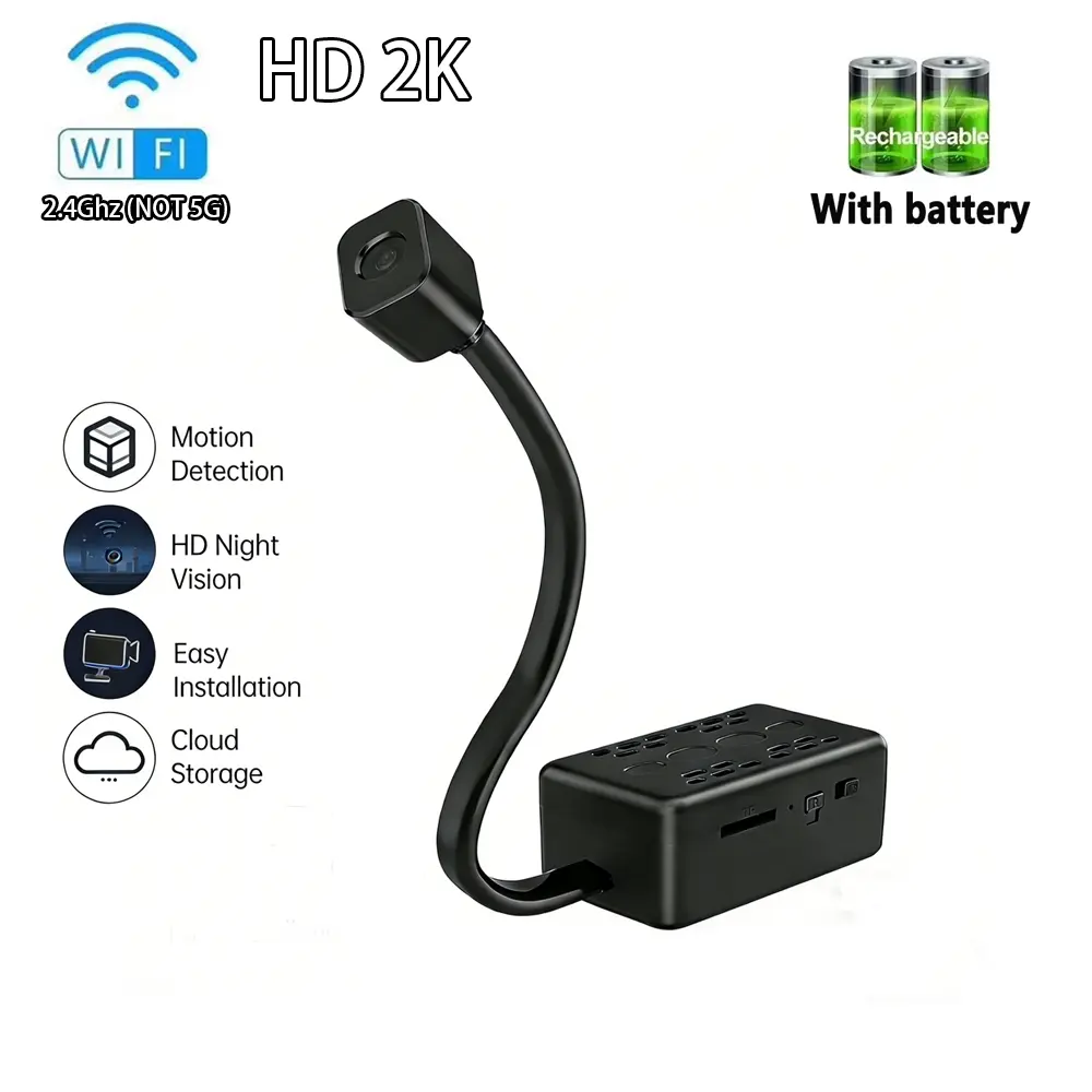 Smart Net Camera HD 2K V380 Pro Smart Camera HD Wireless Wifi Camera Motion Detection Camera Night Vision Camera Large Capacity Battery 2000mAh USB Portable Home Security Camcorder Wireless Security Cameras Wifi Surveillance Camera V11