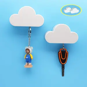 Meyerascal 2PCS White Cloud Magnetic Key Holder for Wall, Strong Magnetic to Securely Hang Multiple Keys and Keychain, Novelty Cute Home Decorations, Easy to Install and Convenient to Use.(2 White) Alex factory