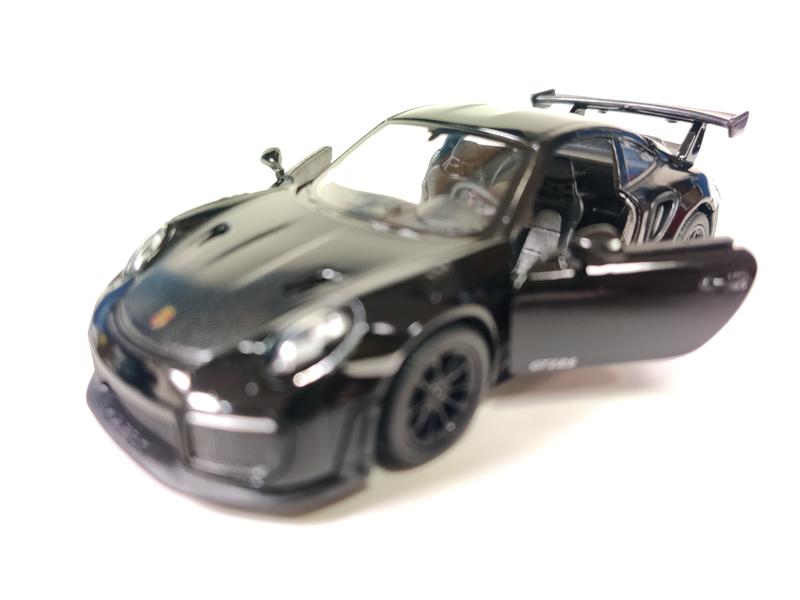 KINSMART 1:36 Scale 5" Porsche 911 GT2 RS Die Cast Metal & Plastic Black Model Car with Openable Doors & Pull Back Action