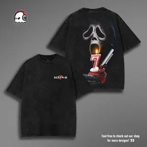 Scream 7 V3 Movie Ghost Face The Legacy Ends Movie Graphic Tee Horror Action Film Oversized Acid Washed Lightweight Cotton Men Shirts Movie Streetwear Casual Menswear Unisex Clothing, Gift for Horror Movie Fans