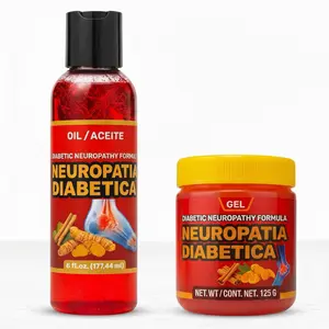Diabetic Neuropathy Relief Multi-Pack, Body Care Daily Soothing Bundle - 125g (4.4 oz) Natural Turmeric & Cinnamon Gel, 6oz Natural Turmeric & Cinnamon Massage Oil