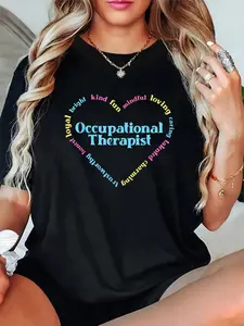 100% Cotton Unisex Occupational Therapist Occupational Therapy T-Shirt,Printed Round Neck Short Sleeve T-Shirt