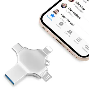 4-In-1 OTG Flash Drive for iPhone & Type-C, USB 3.0 Memory Stick, 64GB/128GB/256GB/512gb/1tb, Photo Stick Thumb Drive for PC & Android, Portable Flash Drive