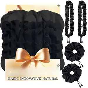 4 count Afro Puff Scrunchies, Adjustable Silk Hair Ties For Curly & Thick Hair,  Scrunchies For  Hairstyles, Afro Puff Ponytail Holders