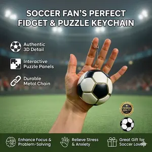 Mechanical Football Fidget Toy Keychain - Satisfying Click Sound & Stress Relief - Creative Soccer Gift for Fans - Durable Bag Pendant
