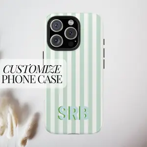 Monogram Initials Case for Smart Phone, Shadow Monogram Tough Phone Case with Initial Bridesmaid Gift Shockproof Protector