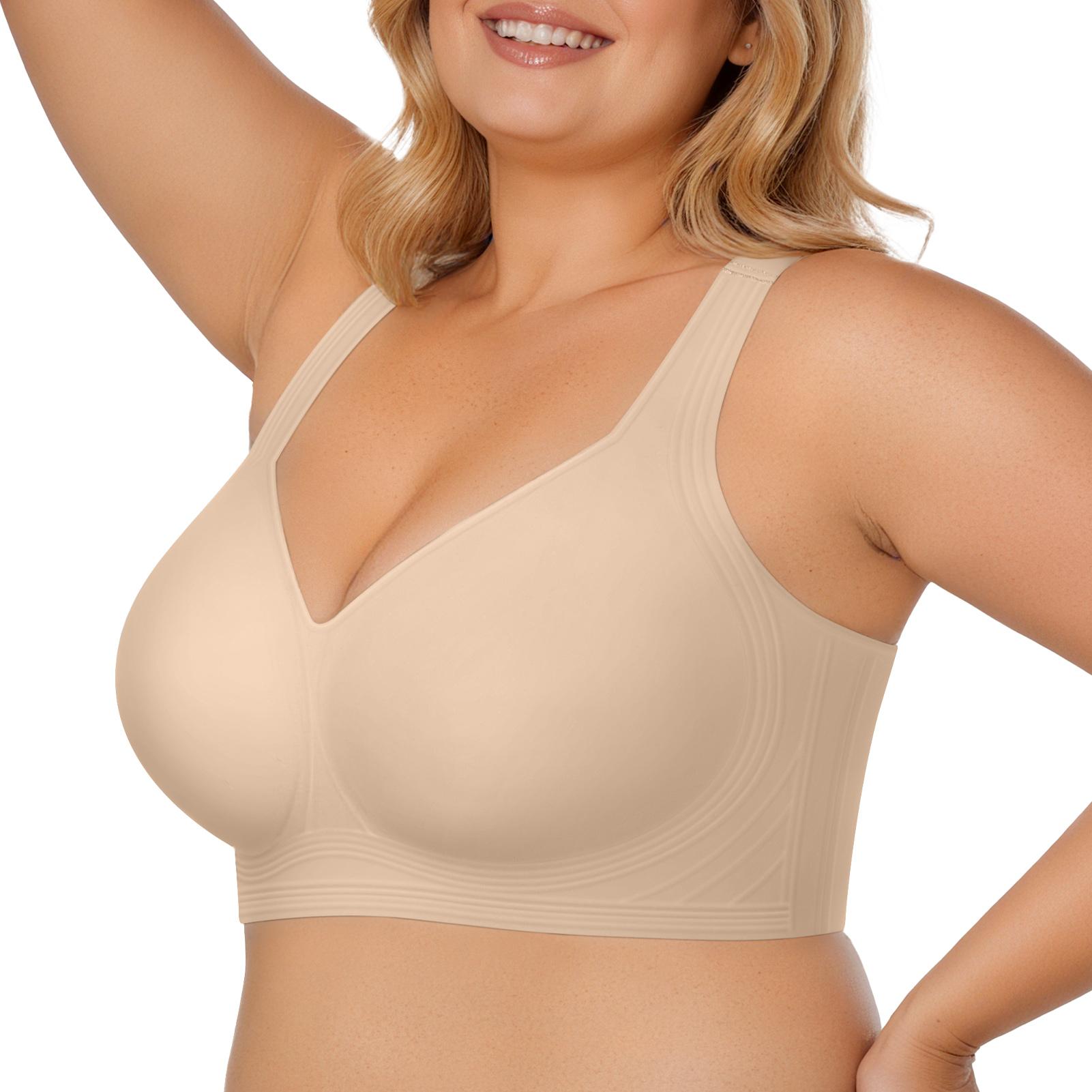OEAK Women Jelly Pullover Wireless Bra Seamless Push Up Bralette Full Coverage Supportive Everyday Plus Size T-Shirt Bra