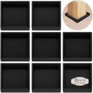Furniture Coasters Caster Cups Rubber 2.5 inch Square no Slip Pads Furniture  Protectors-for Hardwood Floors (8, Square Black)