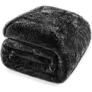 Black King Size for, 300GSM Warm Fabric, Decorative Lightweight Plush Fluffy Blankets for, 90x104 Inch