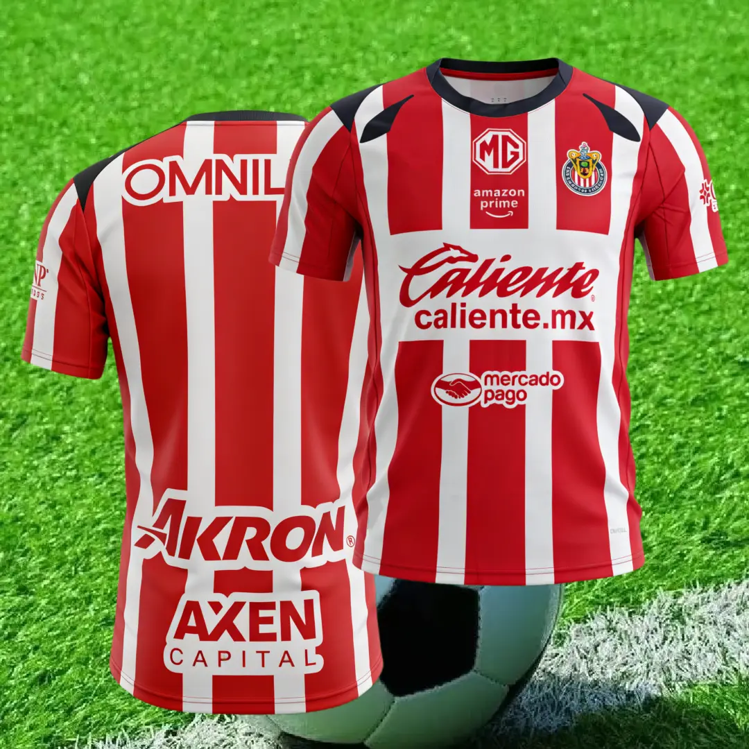 2526 Chivas De Guadalajara Home Red Short Sleeve Top Football Soccer Jerseys Liga Mx