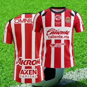 2526 Chivas De Guadalajara Home Red Short Sleeve Top Football Soccer Jerseys Liga Mx