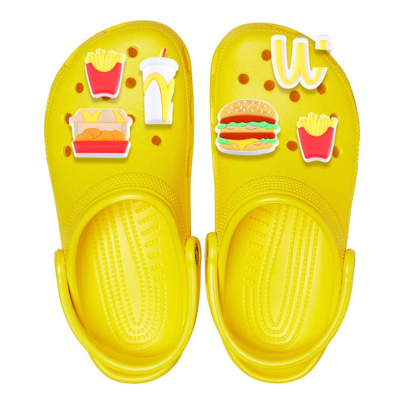 Cartoon Burger and French Fries Croc Shoe Charms for Kids Boys Girls Women Men PVC Wristband Sandals Clog Accessories Party Favor with Dragon and Character Designs