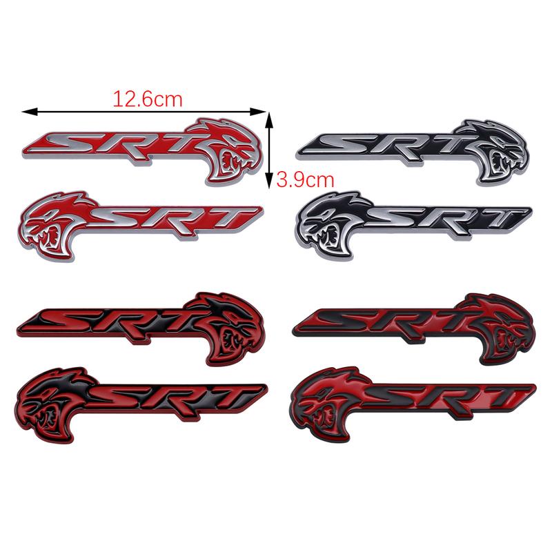Hugexpen 2pcs Metal Car Logo for SRT Models with Red Eyes Durable Stylish Auto Emblem Alloy Material