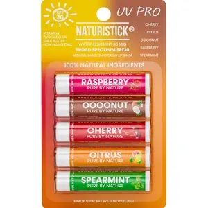 Naturistick UV Pro Mineral SPF 30 Lip Balm – Assorted 5-Pack, Non-Nano Zinc, Broad Spectrum Sun Protection
