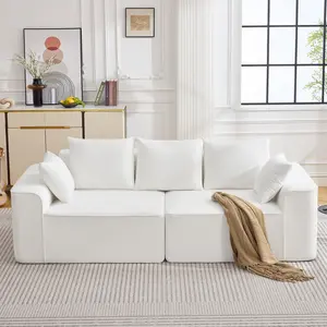 White Boneless Sofa -3 Seater Minimalist Soft-Padded Sofa, Ideal for Living Rooms and Small Spaces -Large Sized, Comfortable, Compressed Sofa