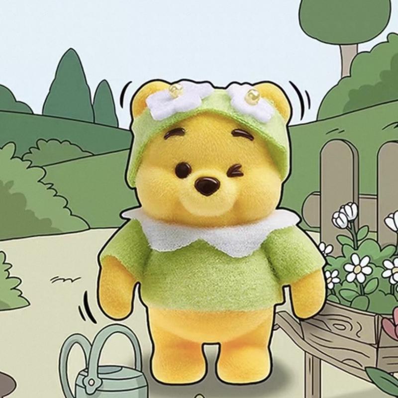 Disney Winnie the Pooh Fluffy Touching Garden Series Blind Box Figures Adorable Dressed Costume Collectible Miniatures Decor for Bedroom Desk Shelf Surprise Toy Gift for Fans & Kids