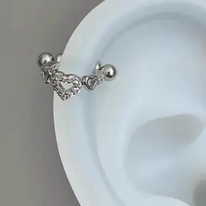New Hollow Heart Zircon 316L Stainless Steel Annular Ear Bone Nail,Trendy U-Shaped Titanium Steel Earring,Y2K Punk Jewelry