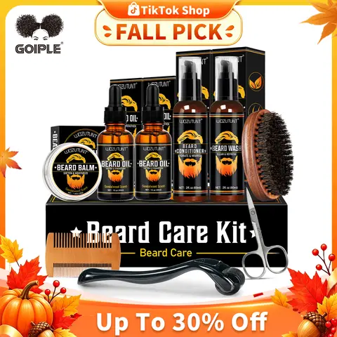 【Deals for You days】Beard Kit  & Men Grooming & Care W/Beard Wash,3 Packs Beard Oil,Beard Balm Leave-in Conditioner Boyfriend Father’s  Gift