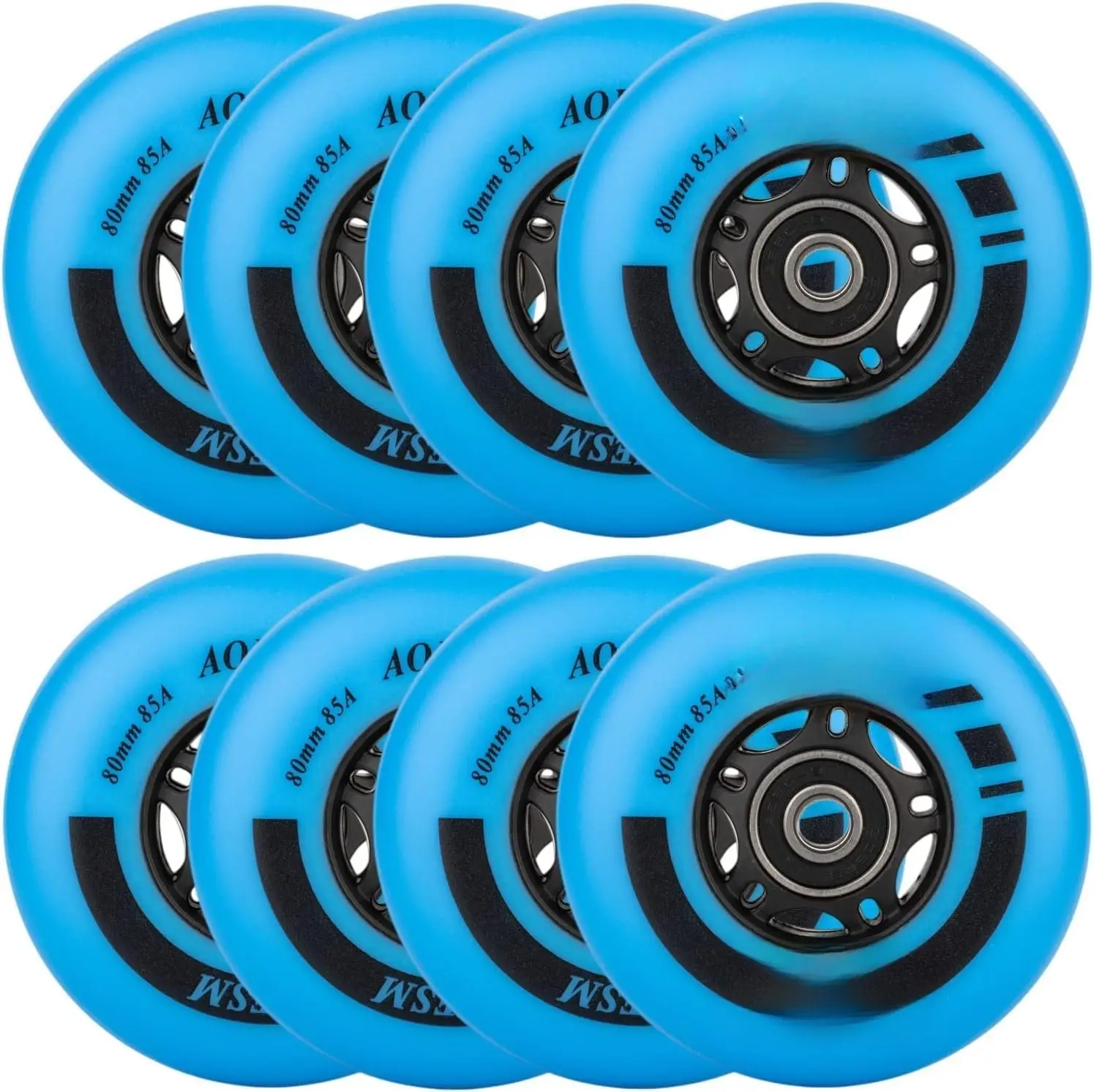 Inline Skate Wheels 80mm 76mm 72mm 85a Outdoor Indoor Black Blue Red Roller Hockey  Replacement Wheels w/Bearings ABEC-9 and Floating Spacers (8-Pack)