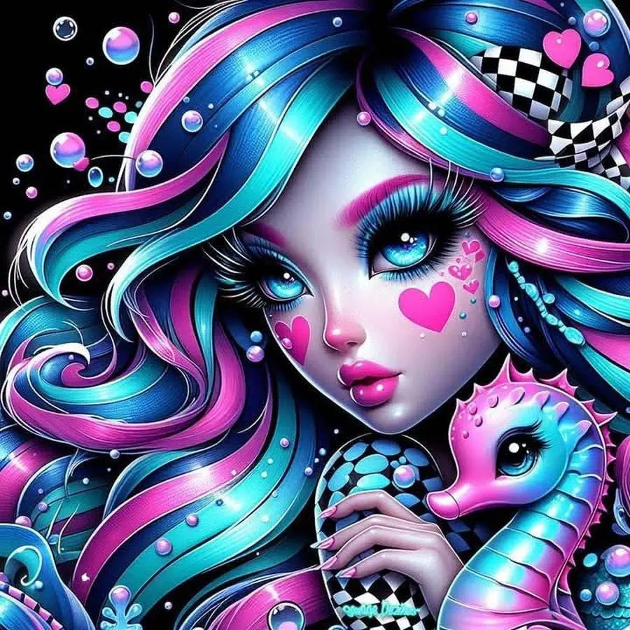 5D DIY Full Drill Round Diamond Painting - Diamond Painting Kit Colorful Seahorse Mosaic Canvas DIY Wall Art, Home Wall Decoration