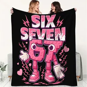 Retro Pixel Art 'SIX SEVEN' Blanket, Cute 6 & 7 Characters Soft Flannel Throw Blanket, Warm and Cozy for Home Decor, Camping Adventures, Office Comfort, Perfect Gift for Gamer Friends