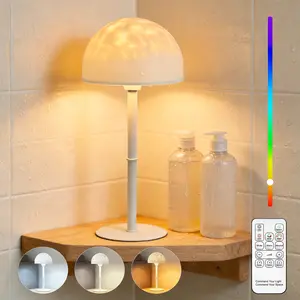 LED USB Rechargeable Shower Light, Indoor Ambiance Night Lamp, Waterproof Bathroom Light with Wave Projection, 16 Environment Modes