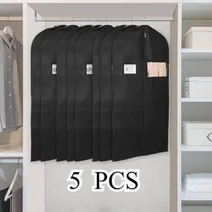 40" Suit Bag, Set of 5 Garment Bags for Hanging Clothes, Suit Bags for Closet Storage, Garment Bags for Storage Suits,T-shirts, Jackets and Coats(Black & Grey)