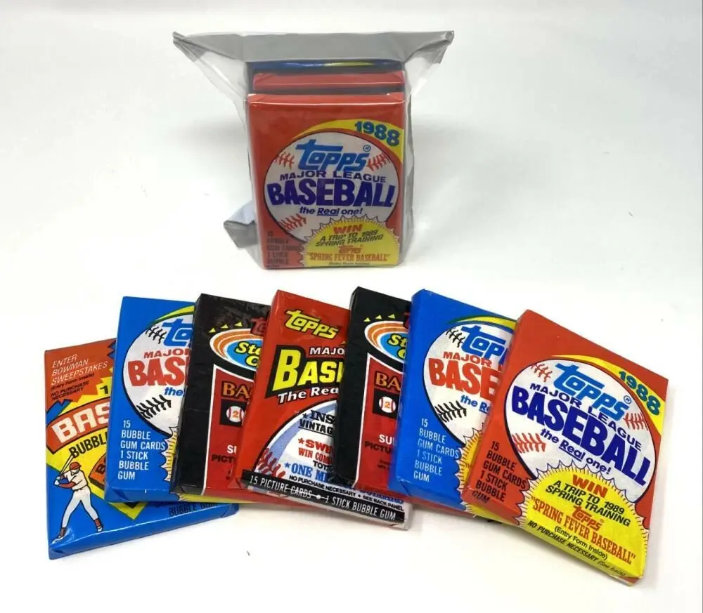 100 Vintage Baseball Trading Cards from Sealed Wax Packs