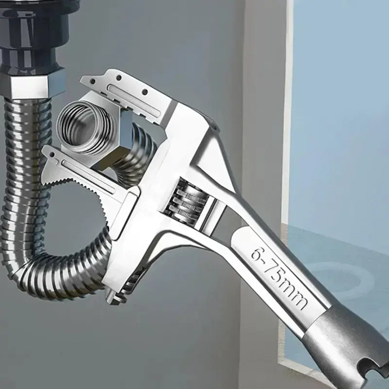 Multifunctional Bathroom Wrench, 1 Count Aluminum Sink Pipe Wrench, Large Opening Wrench for Home Decor, Kitchen Pipe Repair Tools for Home, Adjustable Plumbing Tool for Faucet & Sink, Heavy Duty Pipe Spanner for Tight Spaces & Dealsforyoudays
