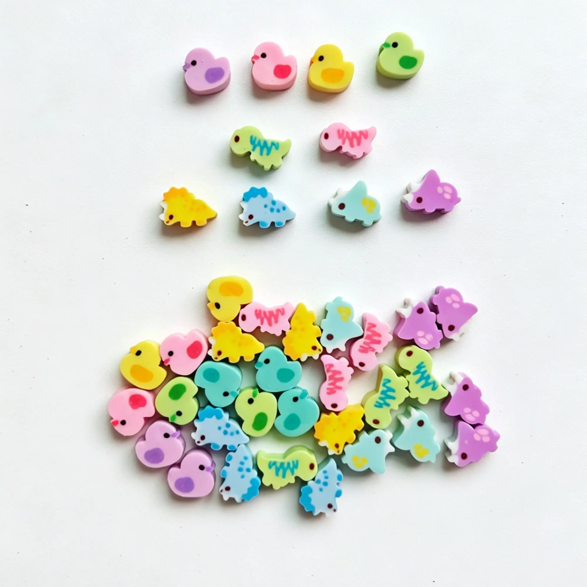 40pcs Mini Colorful Erasers, Dinosaur Duck Erasers, Very Small Erasers, Macaron Color Erasers, Randomly Shipped, Student Use, Drawing Use, School Stationery
