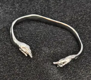 Touch of God Open Cuff Bracelet – Unisex Minimalist Gift Jewelry Inspired by Michelangelo's Creation of Adam Hypoallergenic Adjustable Art-inspired Detail