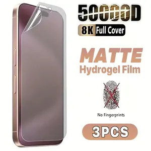 3 Pcs Full Cover Matte Hydrogel Protective Screen Protector for iPhone 17/16/15/14/13/12/11/X/XS/XS MAX/XR Smartphone, Anti-Fingerprint, Anti-Glare & Scratch Resistant