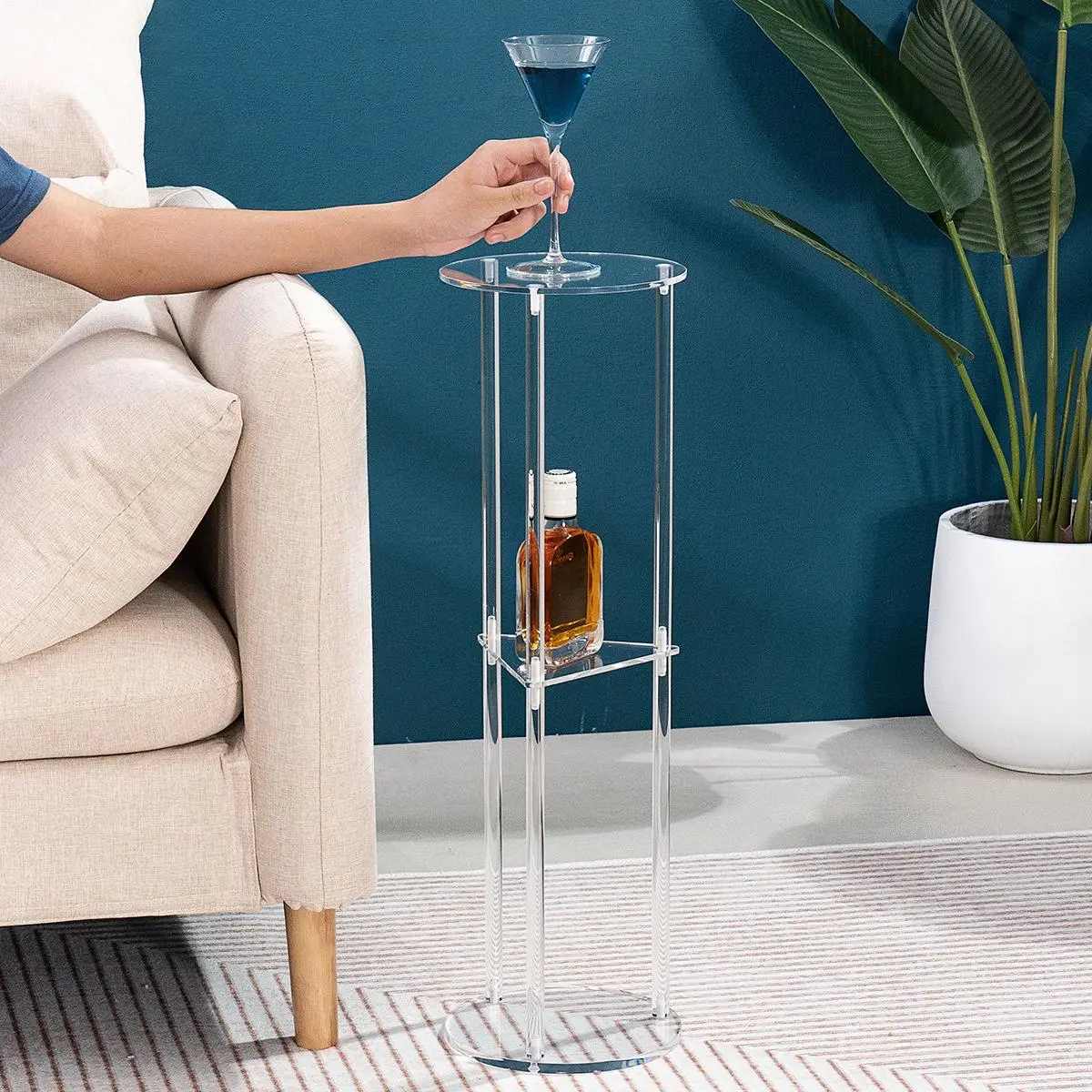 Acrylic Drink Side Table, 1/2 Counts Triangle Corner Storage Rack, 3-layer  Drink Table, Small Round Table Suitable for Living Room Bedroom - TikTok  Shop