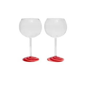 Fazeek Swirl Wine Glasses Set Of 2 in Red & Pink