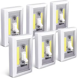Closet Light, Battery Operated Switch Light, Tap Light, Touch, Push Night Lights, Wall Wireless Mount Under Cabinet, Shelf, Shed, Kitchen, Garage, Attic, RV, Lighting Installations (6-Pack)