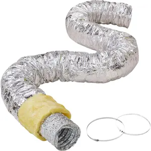 6 Inch Insulated Flexible Duct R-4.2，25 Feet Long with 2 Duct Clamps, Heavy-Duty Three Layer Protection Air Ducting Hose for HVAC Heating Cooling Ventilation and Exhaust Ductwork Insulation