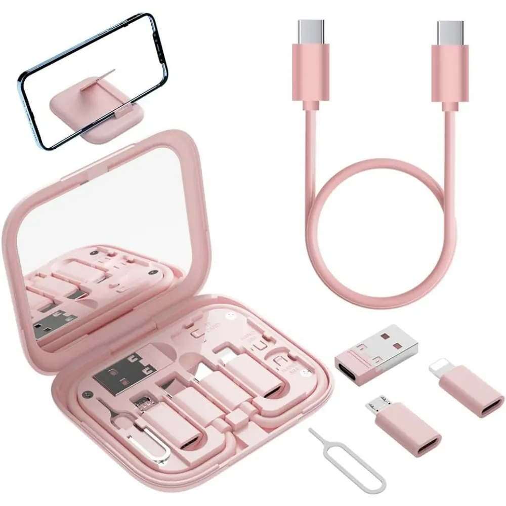 USB-C Adapter Kit for iPhone 16/17 Pro,   USB-A to C, Micro-USB to Type-C, Short USB-C Cable, OTG, Mirror Case Phone Accessories Compatible Type C Ports