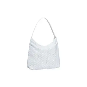 Goyard Bohème Hobo Bag with Y-Monogram Print, Leather Handles, and Canvas-Bovine Leather Mix for Women in White