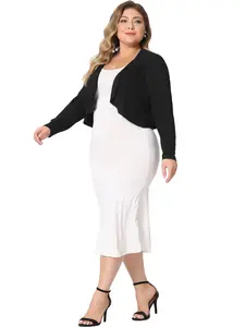 Agnes Orinda Plus Size Cardigan Open Front Elegant Cropped Shrugs Bolero
