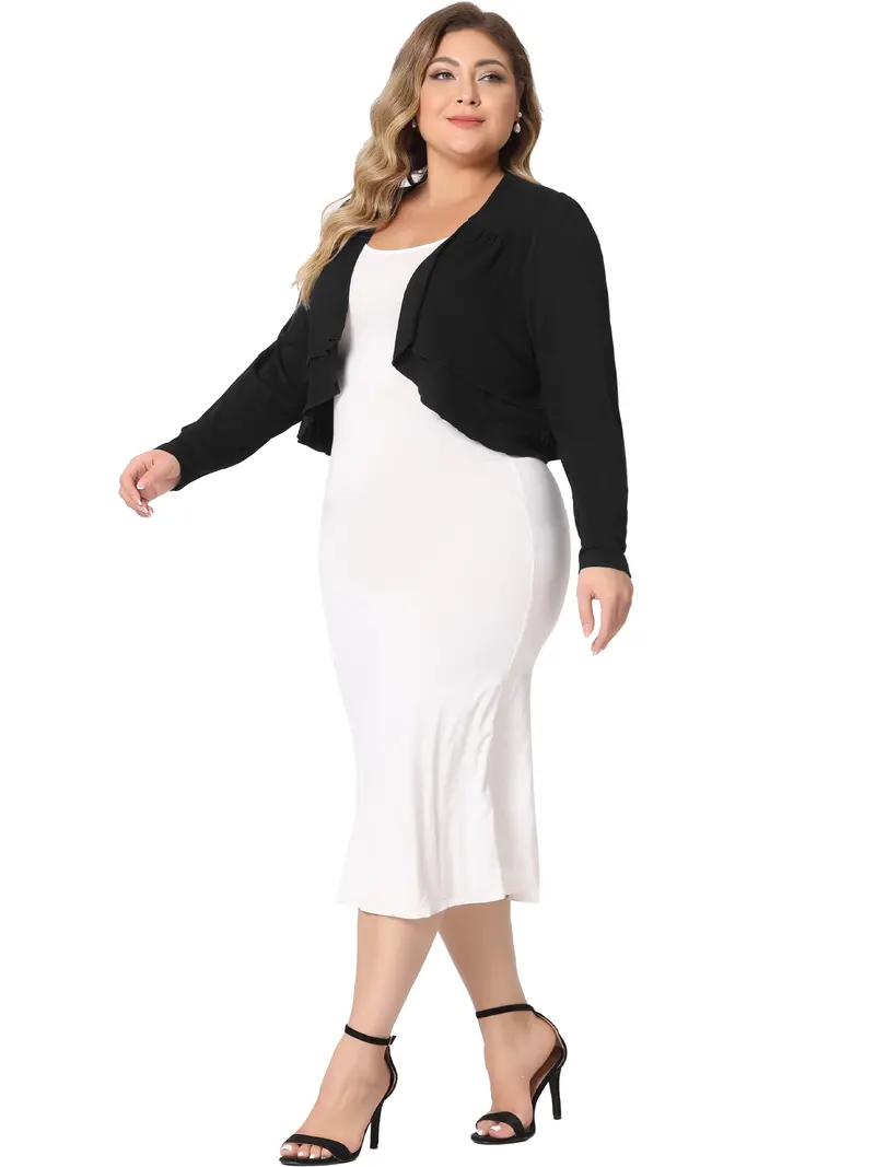 plus size shrugs for evening dresses Women's Plus Size Multicolor Printed Tier Shrug main image 1