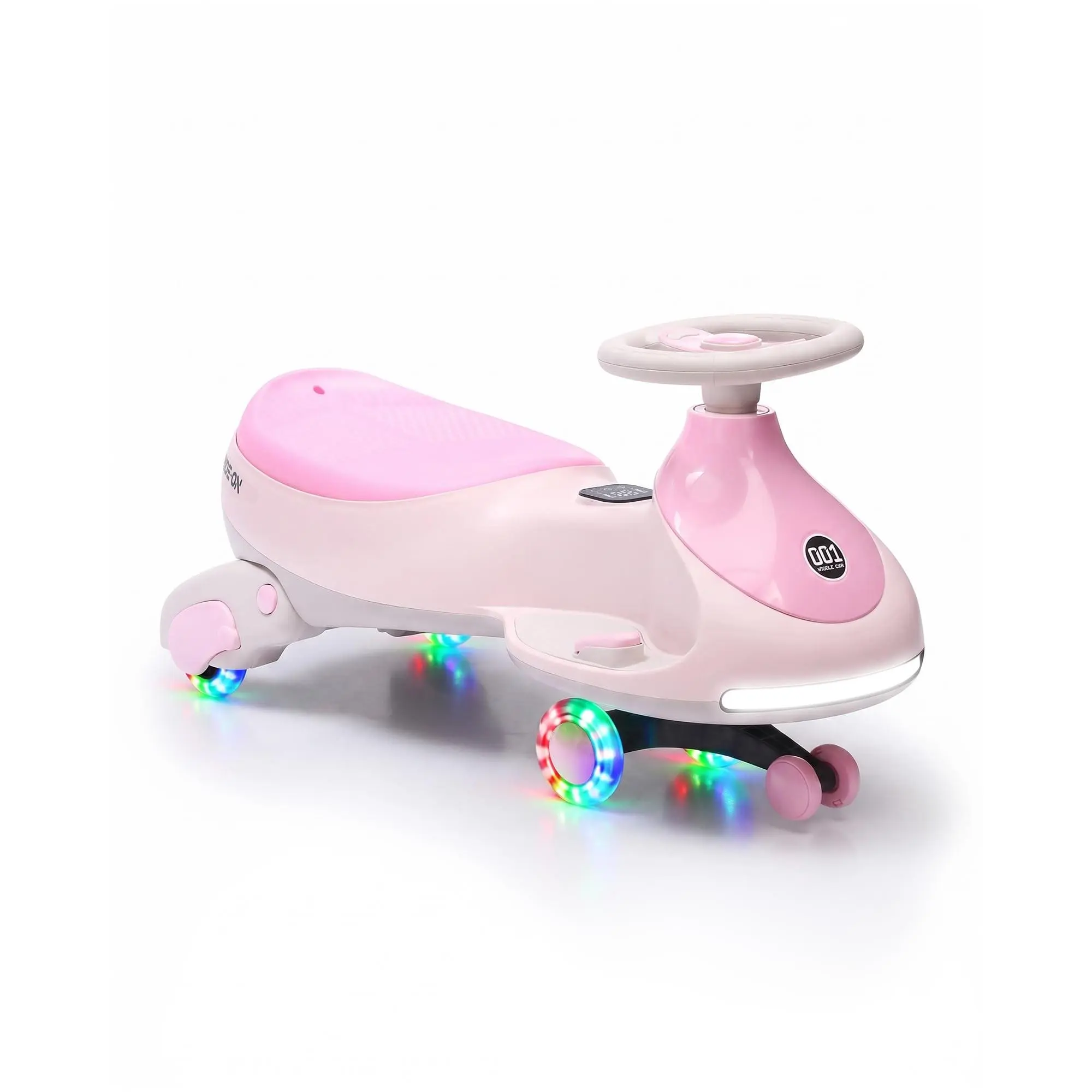 12V Electric Wiggle Car for Toddler,2 in 1 Swing Car with Pedal,4MPH | Anti-Rollover,Flashing Wheels,Music,Front+Tail Light,Max Load 150Lbs Battery Powered Ride on Toy for 3-12 Years Kids, Pink